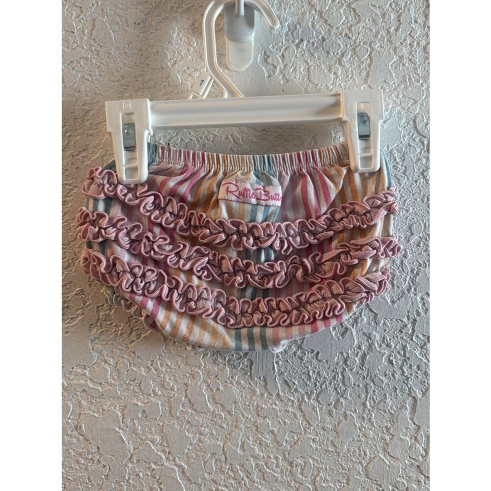 Baby Striped rainbow Ruffle Bloomers - RuffleButts GUC - Picture 2 of 2